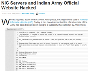Group Hacking targeted Army Websites